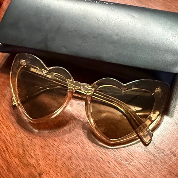 Yves Saint Laurent Heart Sunglasses with Gold Tint